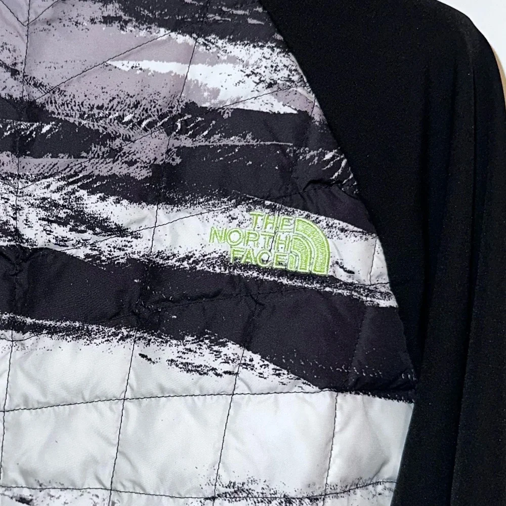 The North Face Quilted Hybrid Jacket Hooded Black Gray Insulated Full Zip - Picture 7 of 14